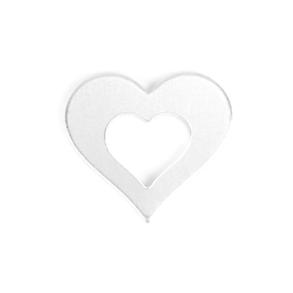 Metal Stamping Blanks Aluminum Heart Washer with Center Heart, 25mm (1") OD x 13mm (.5") ID ,14g, Pack of 5